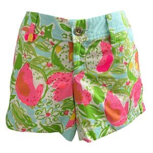 LILLY PULITZER Callahan Shorts Pool Blue Pink Lemonade Size 0.